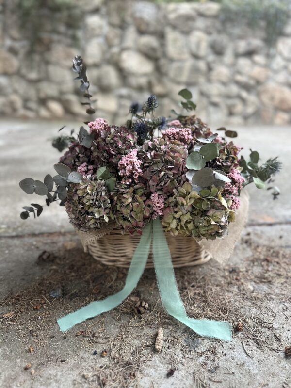 Cesto romántico de flor preservada y seca - Imagen 2