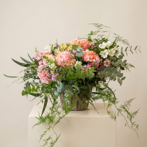 Cesto romántico de Hortensias