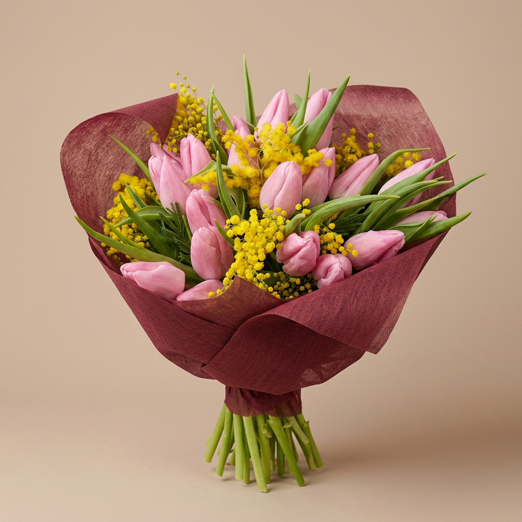 Ramo de 10 tulipanes con flor de temporada